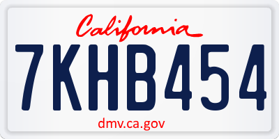CA license plate 7KHB454