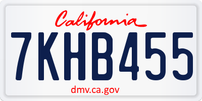 CA license plate 7KHB455