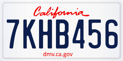 CA license plate 7KHB456