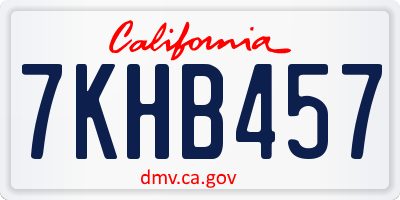 CA license plate 7KHB457