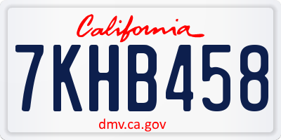 CA license plate 7KHB458