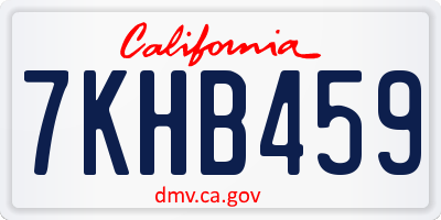 CA license plate 7KHB459