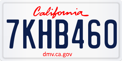 CA license plate 7KHB460
