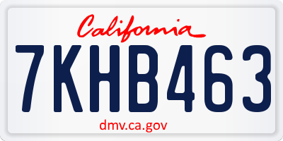 CA license plate 7KHB463