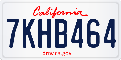 CA license plate 7KHB464