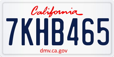 CA license plate 7KHB465