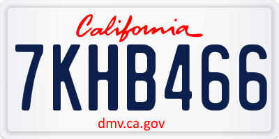 CA license plate 7KHB466