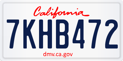 CA license plate 7KHB472