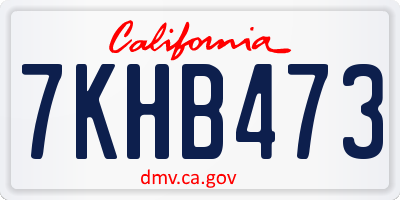 CA license plate 7KHB473