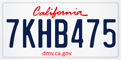 CA license plate 7KHB475