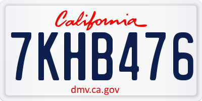 CA license plate 7KHB476