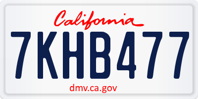 CA license plate 7KHB477