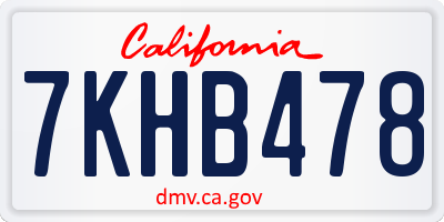 CA license plate 7KHB478