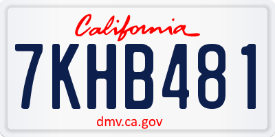 CA license plate 7KHB481
