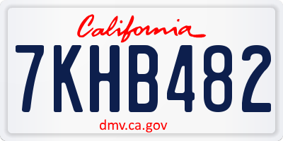 CA license plate 7KHB482
