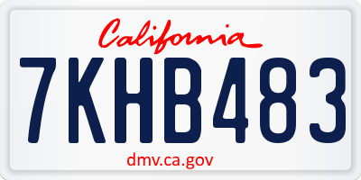 CA license plate 7KHB483
