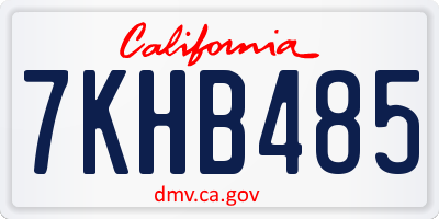 CA license plate 7KHB485