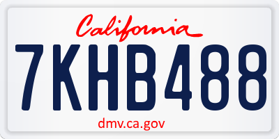 CA license plate 7KHB488
