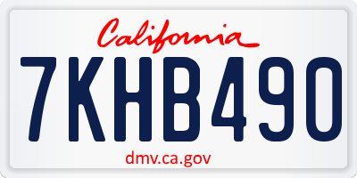 CA license plate 7KHB490