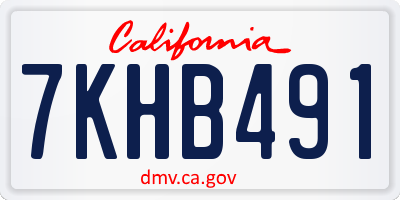 CA license plate 7KHB491