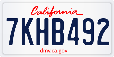 CA license plate 7KHB492