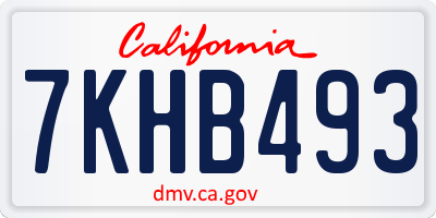 CA license plate 7KHB493
