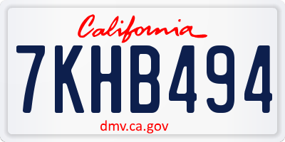 CA license plate 7KHB494