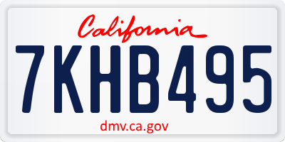 CA license plate 7KHB495