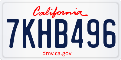 CA license plate 7KHB496