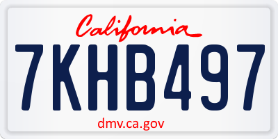 CA license plate 7KHB497