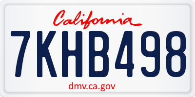 CA license plate 7KHB498