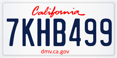CA license plate 7KHB499
