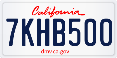 CA license plate 7KHB500