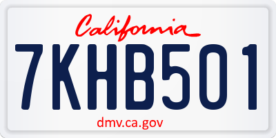 CA license plate 7KHB501