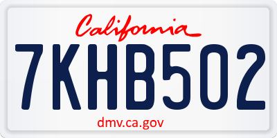 CA license plate 7KHB502
