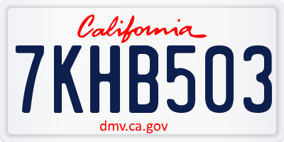 CA license plate 7KHB503