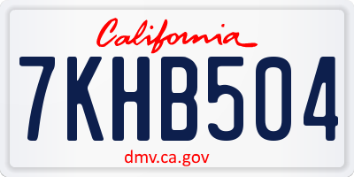 CA license plate 7KHB504
