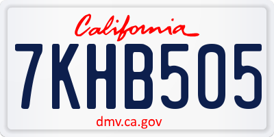 CA license plate 7KHB505