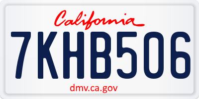 CA license plate 7KHB506
