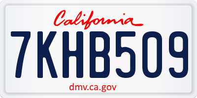 CA license plate 7KHB509