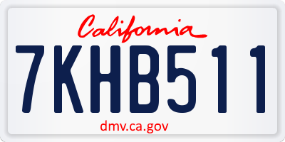 CA license plate 7KHB511