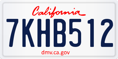 CA license plate 7KHB512