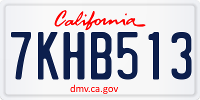 CA license plate 7KHB513