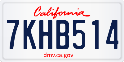 CA license plate 7KHB514