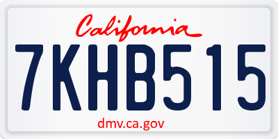 CA license plate 7KHB515