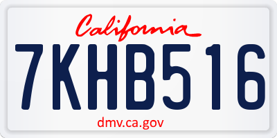CA license plate 7KHB516