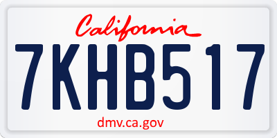 CA license plate 7KHB517