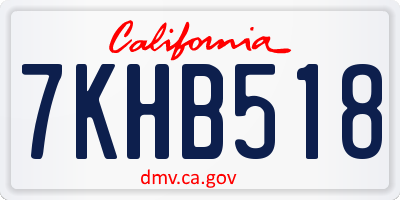 CA license plate 7KHB518