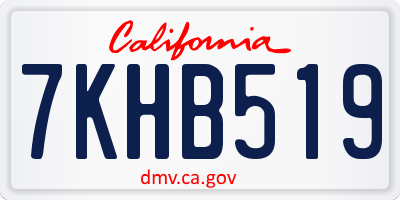 CA license plate 7KHB519