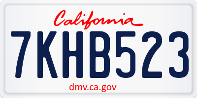 CA license plate 7KHB523